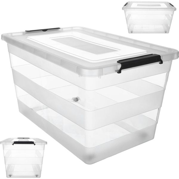 Contenitore Kadax Con Coperchio, 55 L, Organizzatore In Plastica Per Giocattoli-image