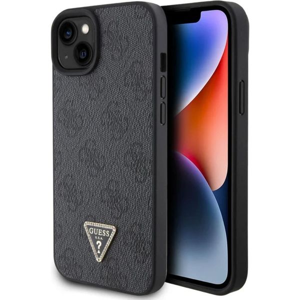 Guess Guhcp15Sp4Tdpk Iphone 15 / 14 / 136.1 Czarny / Nero Custodia Rigida In Pelle 4G Diamante Triangolo-image