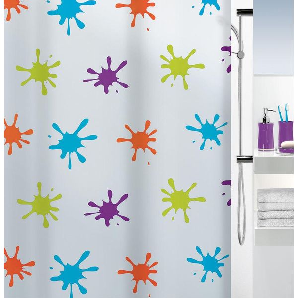 Tenda Doccia Antimuffa Spirella "Splash Multicolor"" Peva Antibatterico, Lavabile, Impermeabile 180X200Cm"-image