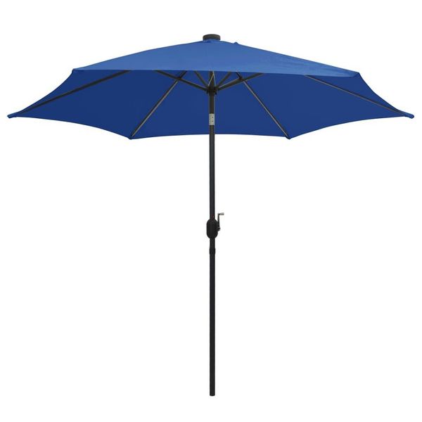 Vidaxl Ombrellone Con Illuminazione A Led E Palo In Alluminio 300 Cm Azzurro-image