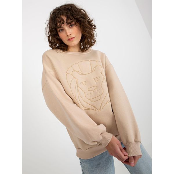 Ex Moda Felpa Da Donna Con Cappuccio Senza Chiusura Breloyde Beige Universal-image