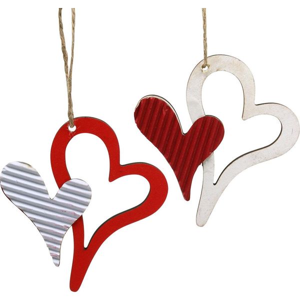 Etichetta Cuore In Legno Rosso Bianco 8Cm 24 Pezzi - Decorazione Etichetta Regalo San Valentino Decorazione Porta-image