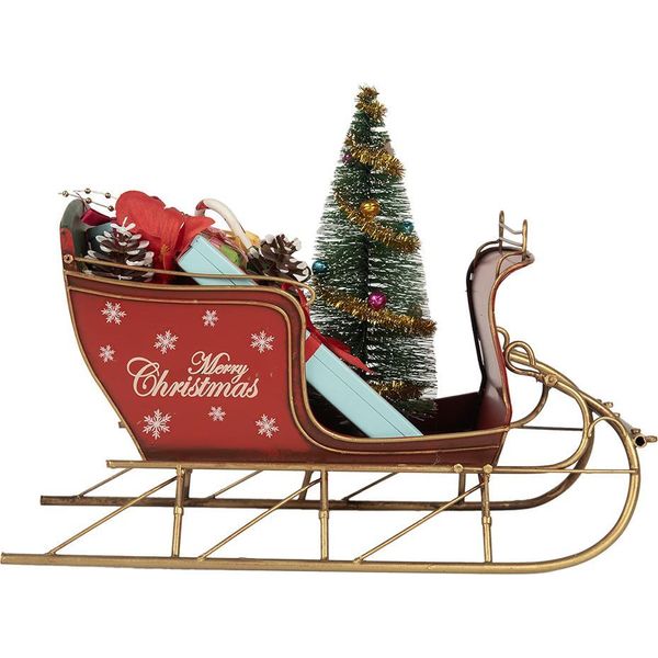 Decorazione Natalizia Clayre & Eef Figura Slitta 30X15X22 Cm Metallo Rosso-image