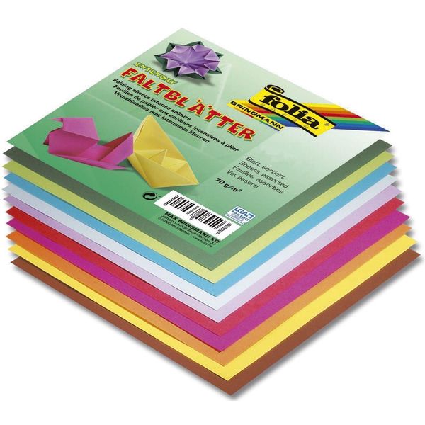 Folia 8970 FaltbläTter 20 X 20 Cm - 10 Farben Sortiert, 500 Blatt, 70G/Qm-image