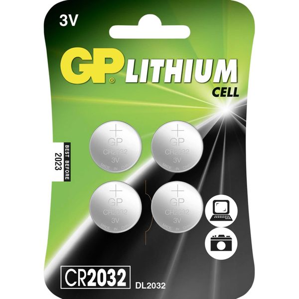 Gp A Bottone Al Litio CR2032, 3V, Confezione Blister Da 4 Pezzi-image