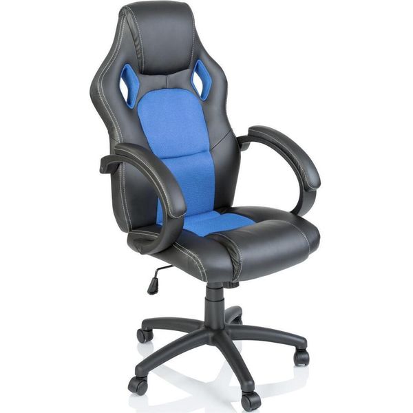 Tresko Racing Sedia Direzionale Sedia Da Ufficio Sedia Girevole Sedia Sportiva Sedia Da Ufficio Sedia Da Scrivania Nero/Azzurro-image