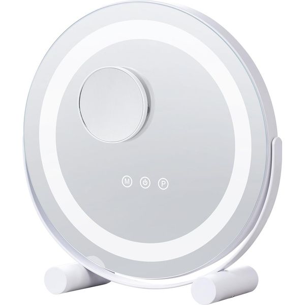 Succebuy Specchio Da Trucco 12" Con Luce - Bianco. 3 Modalità Di Colore, Ingrandimento 5X, Controllo Smart Touch. Rotazione A 360°. Ideale Per La Toeletta Della Camera Da Letto."-image