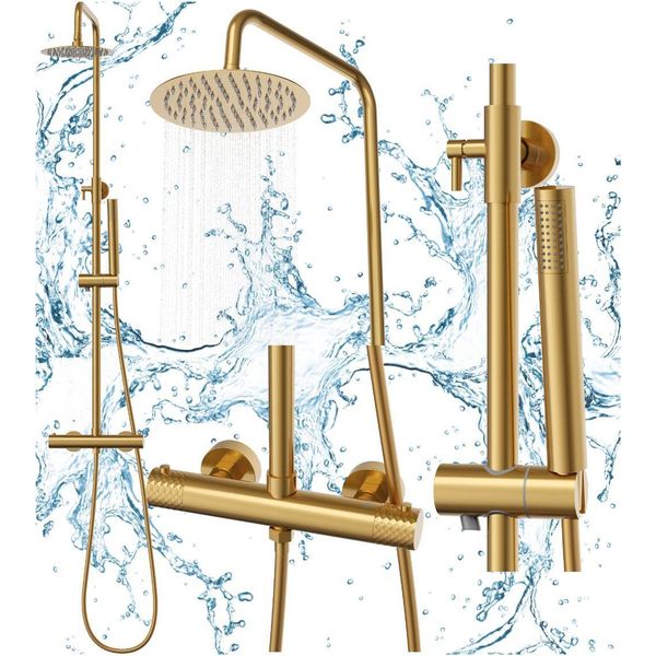 Granitan | Termostato Per Doccia - Glami - Oro Spazzolato - Design Moderno - Regolatore Di Temperatura Stabile-image