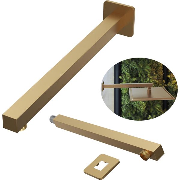 Granitan | Miscelatore Per Doccia Quadrato - 370 Mm - Oro Spazzolato - Design Moderno - Accento-image