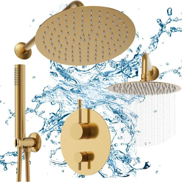 Set Doccia A Incasso Granitan | - 250 Mm - Oro Spazzolato - Design Moderno - Pura Funzionalità-image