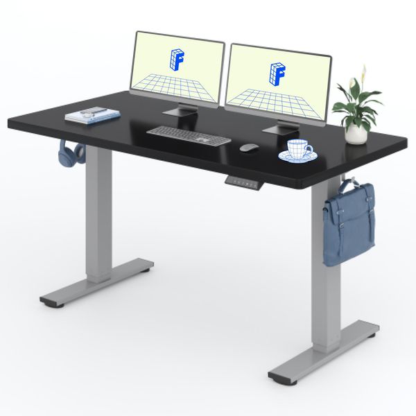 Flexispot Scrivania Regolabile In Altezza 140X80Cm, Portata 100 Kg, Con Protezione Anticollisione, Piano D'appoggio Monoblocco, 4 Funzioni Di Memoria (Nero)-image