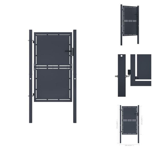 Vidaxl Cancello Da Giardino In Acciaio 100×125 Cm Antracite - Cancelli Da Giardino-image