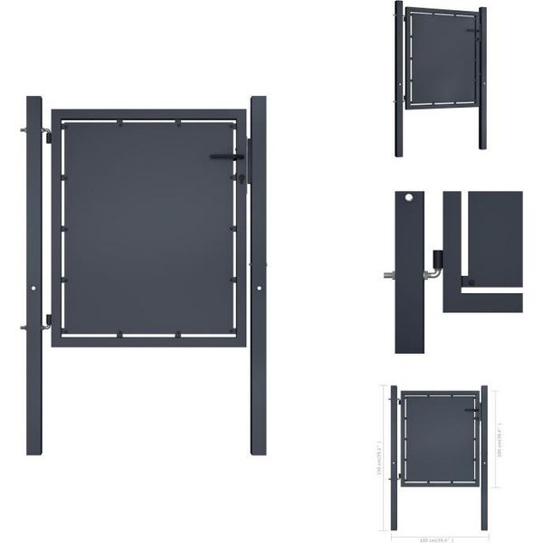 Vidaxl Cancello Da Giardino In Acciaio 100×100 Cm Antracite - Cancelli Da Giardino-image