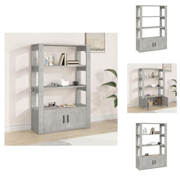 Vidaxl Credenza Grigio Cemento 80X30X119,5 Cm Materiale Legno - Credenze-image