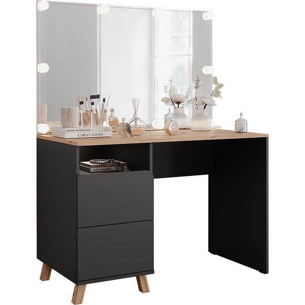Vicco Tavolo Da Toeletta Karen, 110 Cm Con Luci Fiabesche A Led, Antracite/Artisan-image