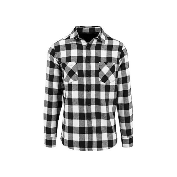 Build Your Brand BY031 | Camicia Di Flanella A Quadri - Camicia Da Boscaiolo - Colore: Nero/Bianco - Taglia: M-image