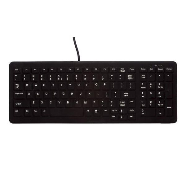 Active Key AK-CB7000F - Dimensioni Complete (100%) - Cablato - Usb - Interruttore A Chiave A Membrana - Qwertz - Nero-image
