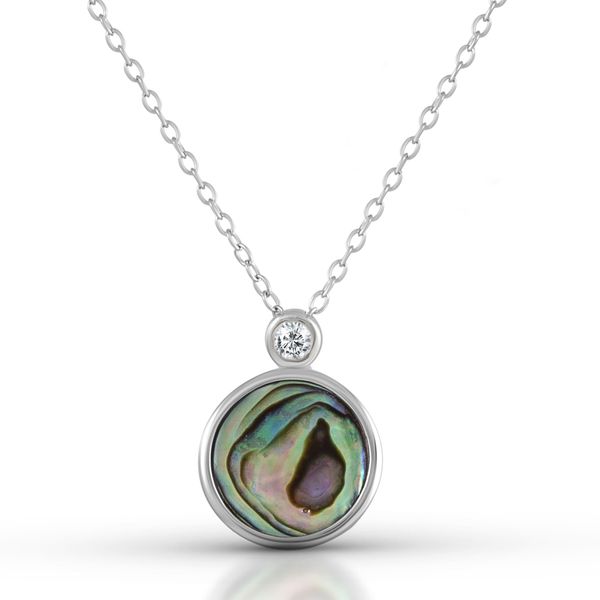 Collierkettchen Vivance "925 Silber Rhodiniert Abalone Zirkonia", Weiß, Halsketten, Damen, 45Cm, Silber 925 (Sterlingsilber), L: 45 B: 11,5Mm, GläNzend, B:11,5Mm-image