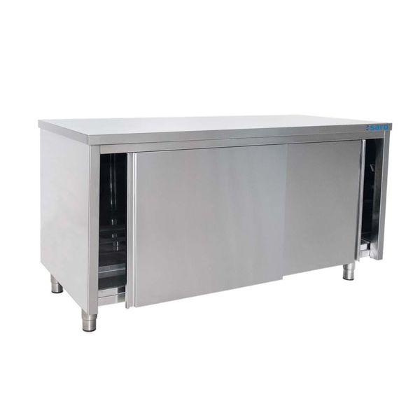 Mobile Da Lavoro Saro 1800X700X850Mm Con Ante Scorrevoli E 1 Ripiano In Acciaio Inox-image