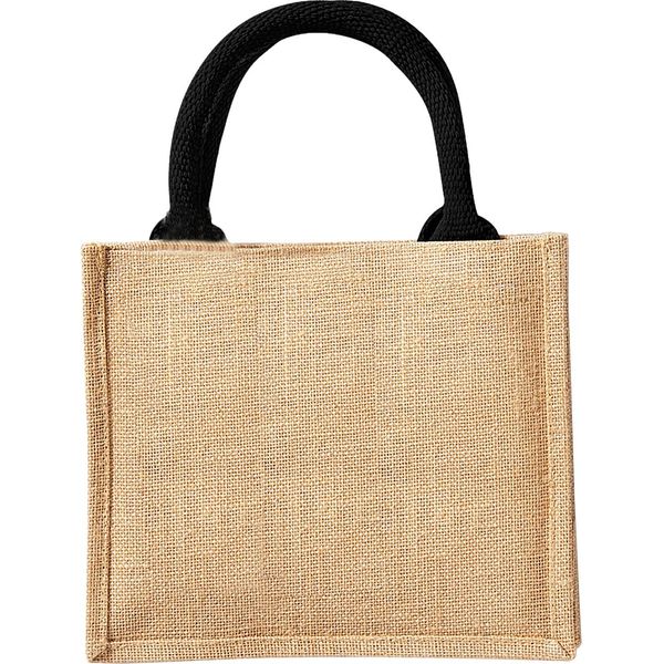 Borsa In Iuta Westford Mill / Mini Borsa Regalo In Iuta, 6 Litri (2 Pezzi/Confezione) BC4155 (Taglia Unica) (Naturale/Nero)-image