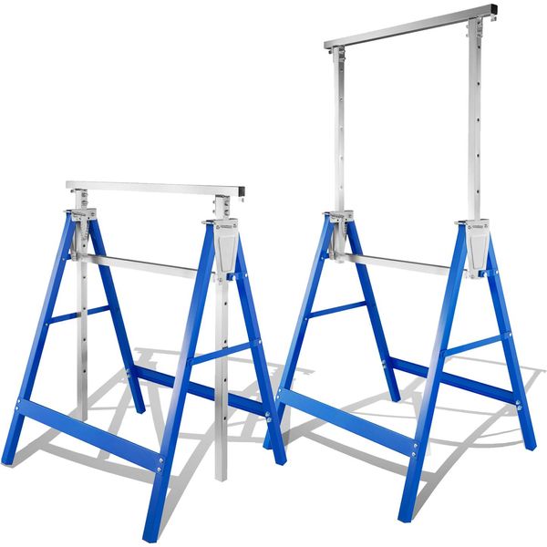 Karpal 2X Cavalletto Da Lavoro Cavalletto In Metallo Fino A 250 Kg/Coppia Cavalletto Pieghevole Cavalletto Da Lavoro Regolabile In Altezza Da 80-130 Cm, Con Protezione Antiscivolo-image