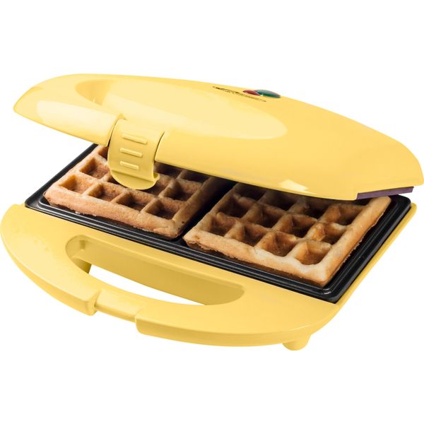 Ferro Per Waffle Bestron Brussels Dal Design Retrò, Macchina Per 2 Waffle Belgi, Con Rivestimento Antiaderente E Luce Di Cottura, 700 W, Colore: Giallo-image