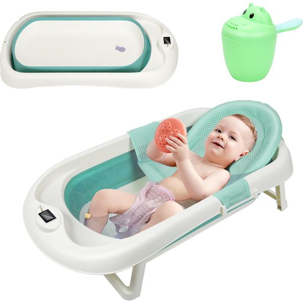 Jiubiaz Culla Per Neonati Culla Per Bambini Pieghevole Pieghevole Per Il Bagnetto Sicuro 3 In 1 0-6 Anni Con Piedini Portatile Verde-image