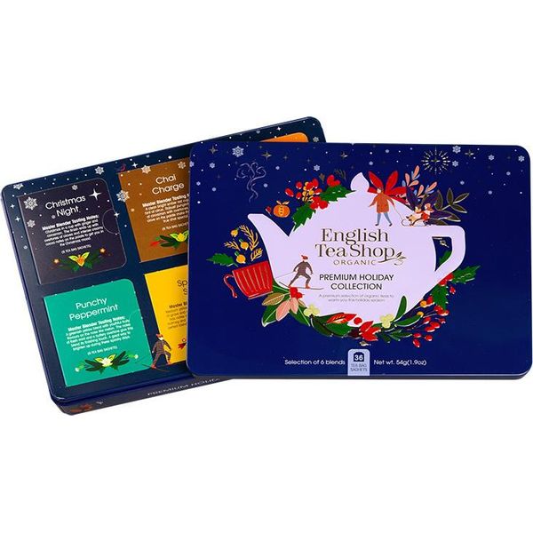 Ets - Regalo Di Tè In Scatola Di Metallo "Collezione Di Tè Invernale"" Blu, Bio, 36 Bustine Di Tè"-image