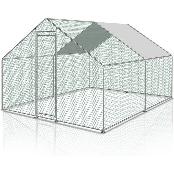 3X4X2M Pollaio Pollaio Galvanizzato Gabbia Per Conigli Gabbia Pollaio Tetto Pe-image