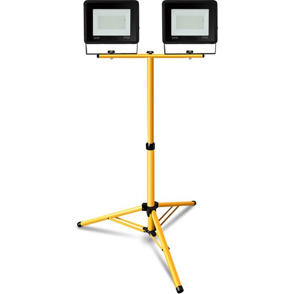 Jopassy Proiettore A Led Con Treppiede Proiettore Da Costruzione Per Esterni IP66 Proiettore Per Giardino Cortile Cortile 2X50W Bianco Caldo-image