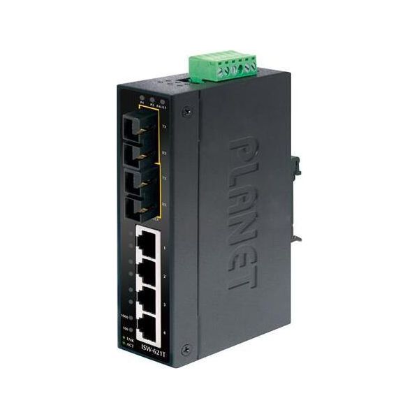 Planet ISW-621TS15 Planet Switch Industriale Fast Ethernet 4 Porte 10/100 Mbps RJ45 + 2 Porte 100Base-Fx Sc IP30, Fino A 15Km-image