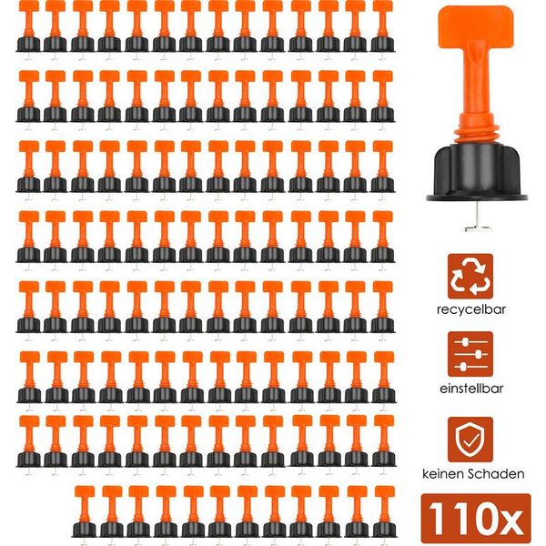 Tolletour 110 Pezzi Sistema Di Livellamento Aiuto Alla Posa Sistema Di Livellamento Piastrelle+ 4 Utensili-image