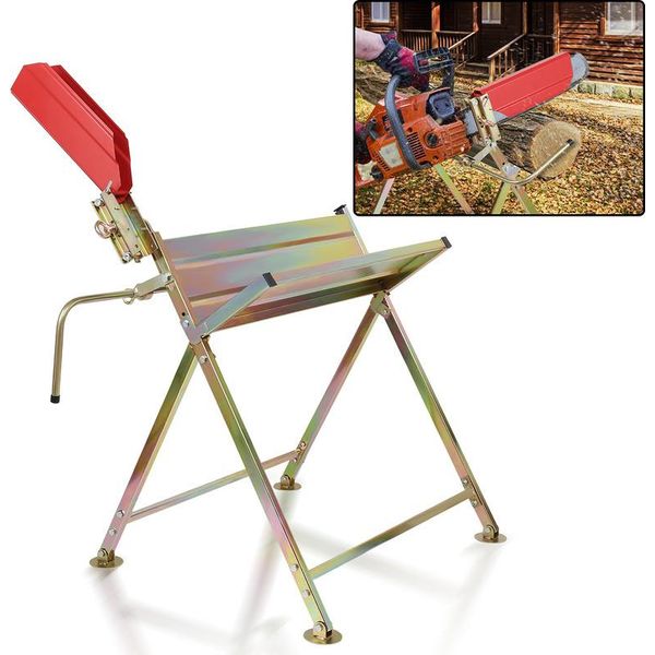 Cavalletto Jiubiaz Con Supporto Per Motosega, Protezione Per Catena, Asta Di Misurazione, Fino A 150 Kg, Telaio Pieghevole Per Motosega, Metallo, Oro, 1 Pezzo-image