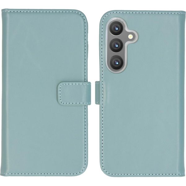 Custodia Per Samsung Galaxy S24 - Vera Pelle - Custodia Selencia Flip Flap - Azzurro-image