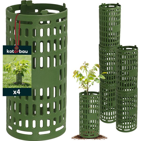 Kotarbau® Protezione Degli Alberi Contro L'attacco Degli Animali Selvatici 4 Pezzi ⌀ 11,5 X 26 Cm Protezione Della Corteccia In Plastica Verde Protezione Delle Piante E Dei Tronchi Protezione Del Tronco Per Gli Alberi Protezione Dai Morsi Per Gli Alberi Manicotti Per Alberi Copertura Di Protezione Per Gli Alberi-image