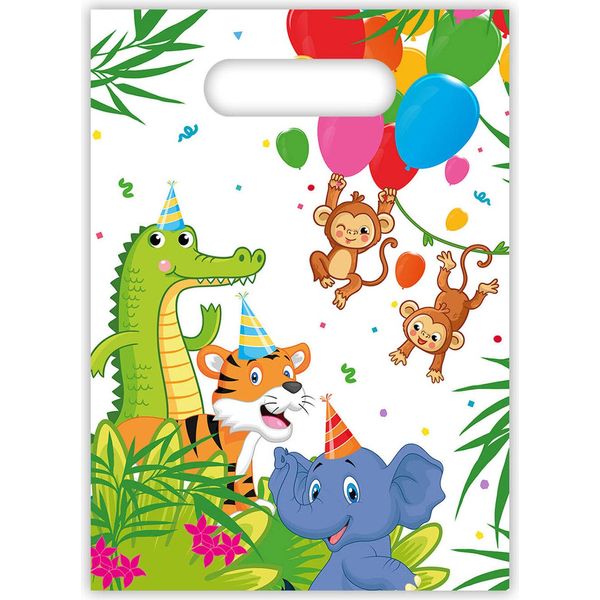 Procos - Sacchetti Per Feste Animali Giungla Palloncini Sacchetti Regalo Dolci, 6 Pezzi, 93888-image