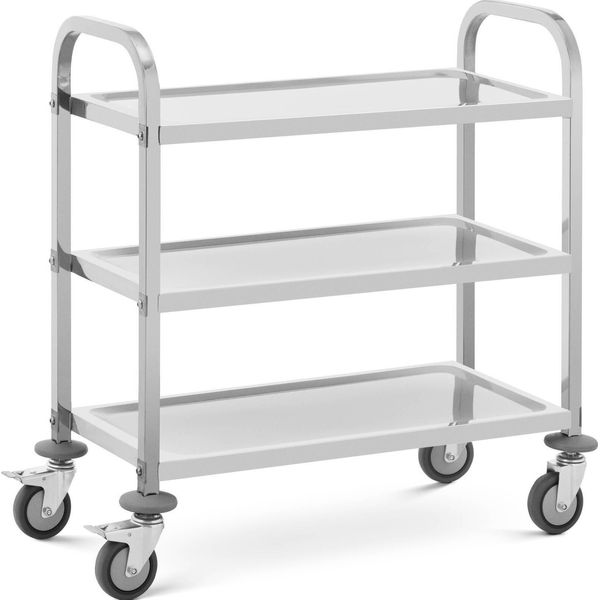 Carrello Di Servizio Royal Catering - Acciaio Inox - 3 Ripiani - Ripiani: 69 X 34 Cm - 300 Kg --image