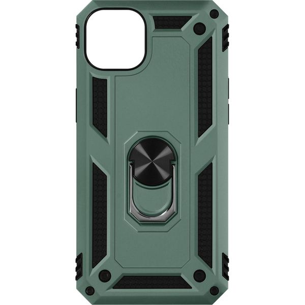 Custodia Ibrida Per Cellulare Con Supporto Ad Anello Per Apple Iphone 14 Plus - Grigio-Verde-image