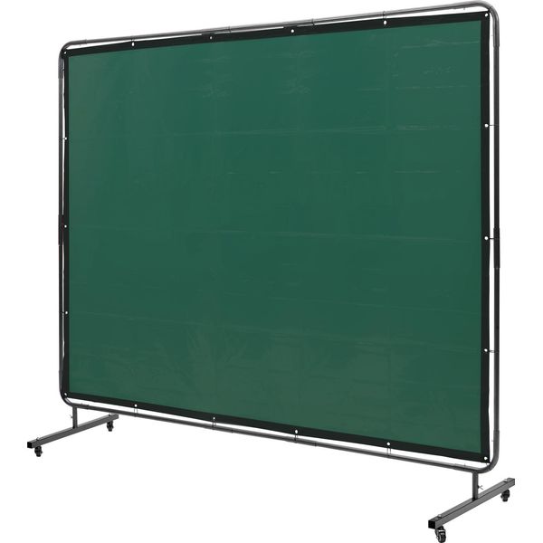 Succebuy Schermo Di Protezione Per Saldatura Con Telaio, Tenda In Vinile Ignifugo 6' X 8', Protezione Mobile Per Saldatura Con 4 Ruote Girevoli (2 Bloccabili), Professionale-image