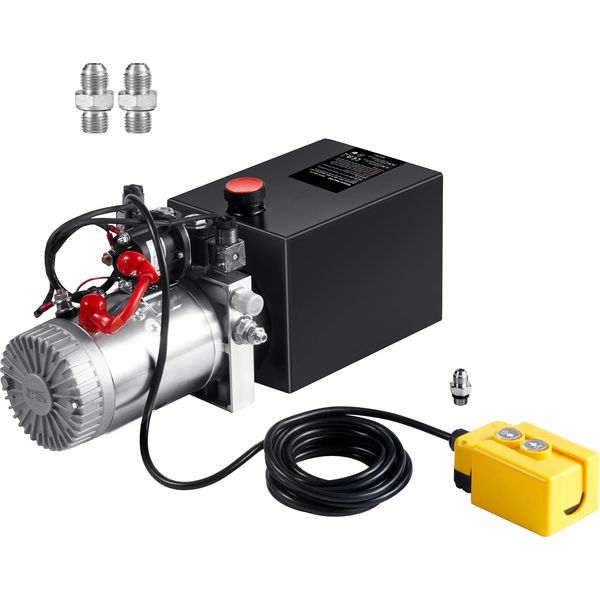 Succebuy Pompa Idraulica Da 6 Litri, Unità Di Potenza A Doppio Effetto, Portata 0,91 Gpm, Pressione Massima 3200 Psi, Dc 12 V Per Rimorchi Inclinabili-image