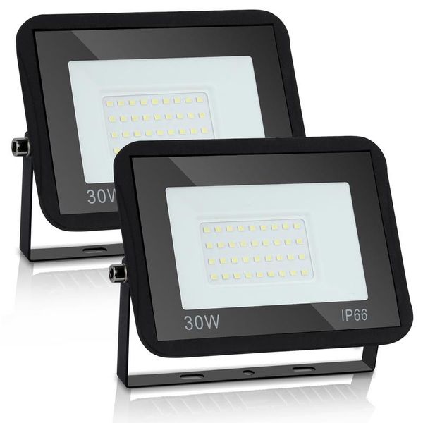 Yakimz 30W 2X Proiettore Led Faretto Led Impermeabile Proiettore Da Esterno Luce Di Sicurezza Da Esterno Per Giardino Garage Bianco Freddo-image
