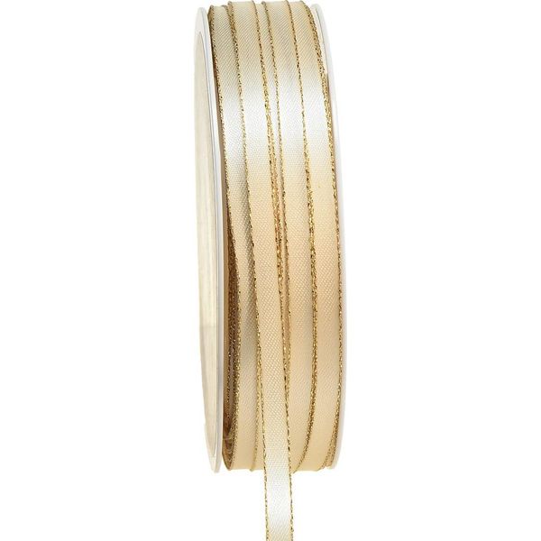 Nastro Doppio Di Raso Per Gioielli Crema Oro 6 Mm 50 M Decorazione Nastro Regalo-image