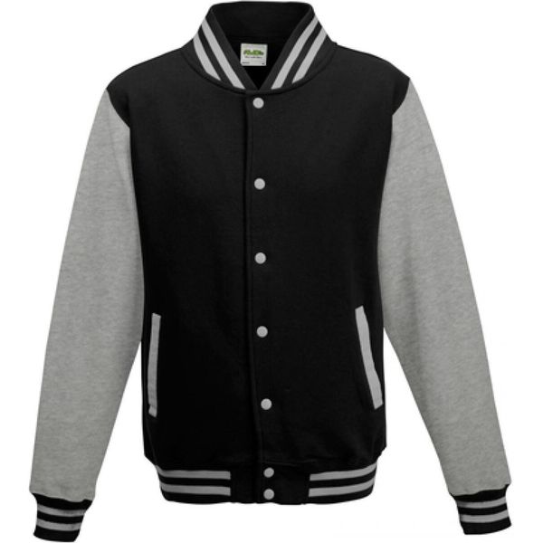 Just Hoods JH043 | Giacca Varsity / Giacca College - Colore: Jet Black/Heather Grey - Taglia: S-image