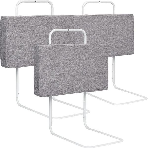 Jopassy Bambini Protezione Letto 150Cm, Protezione Anticaduta Letto Per Bambini Per Letto 5 Fori Protezione Laterale Regolabile 3 Pezzi Grigio-image