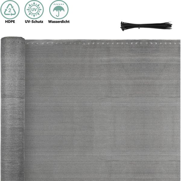 Swanew Schermo Di Privacy Del Balcone Schermo Di Recinzione Schermo Di Tennis 1.2X20M Schermo Di Privacy Hdpe Rete Di Recinzione Tessuto Ombreggiante Frangivento Grigio-image