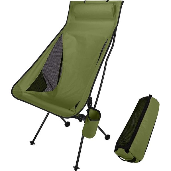 Sedia Da Campeggio Pieghevole Con Schienale Lungo E Borsa Per Il Trasporto Per Esterni, Pesca, Escursioni, Picnic-image