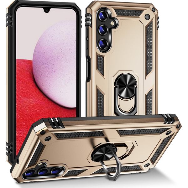 Custodia Per Samsung Galaxy A14 5G A Doppio Strato Robusta, Protezione Militare Con Supporto Ad Anello E Supporto Oro-image