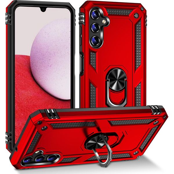 Custodia Per Samsung Galaxy A14 5G A Doppio Strato Robusta, Protezione Militare Con Supporto Ad Anello E Supporto Rosso-image