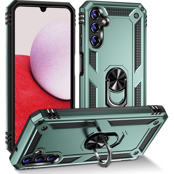 Custodia Per Samsung Galaxy A14 5G A Doppio Strato Robusta, Protezione Militare Con Supporto Ad Anello E Supporto Verde-image