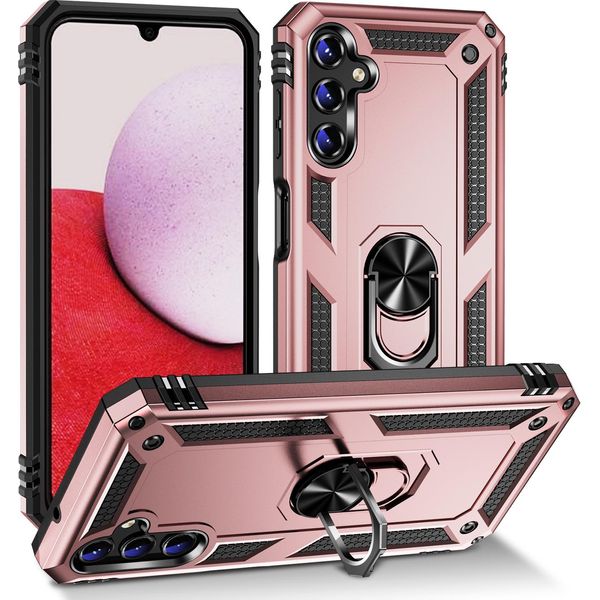 Custodia Per Samsung Galaxy A14 5G A Doppio Strato Robusta, Protezione Militare Con Supporto Ad Anello E Supporto Rosa-image